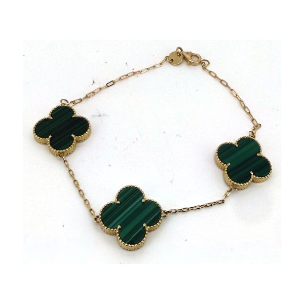 Pulsera pulsera 3 treboles de oro 18k 20 cm